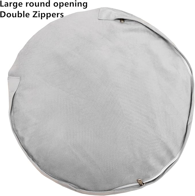 Asuprui Pouf Ottoman Stuffed Round Poof Ottoman Seat Foot Stool with Filler 20x20x12 Inches Fuzzy Chair Floor Pouf Chair Foot Rest with Storage for Living Room Bedroom Snow Coffee Pouf with Filler