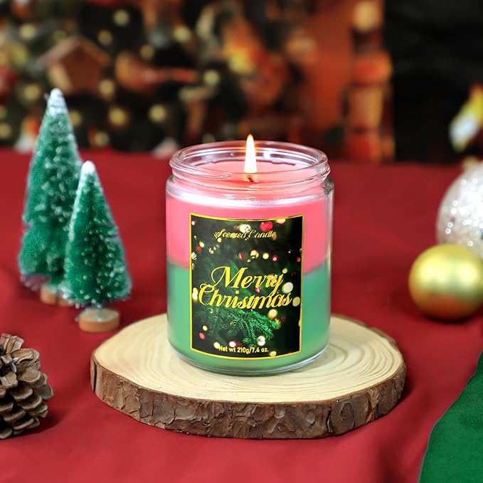 STRN Handmade Christmas Candle Gift, Scented Jar Candle for Christmas Soy Wax Candle Set, Cedar & Apple Cinnamon (200g)
