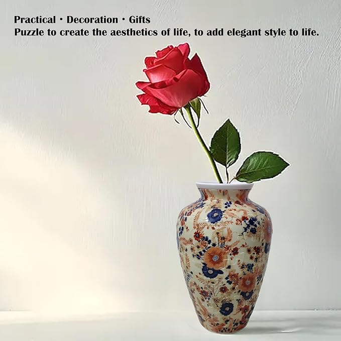 3D Puzzle Vase Unique Flower Vase for Adults Made by 120 Curved Plastic Puzzle Pieces, Vases for Flower Home Creative Gift for Parents & Housewarming