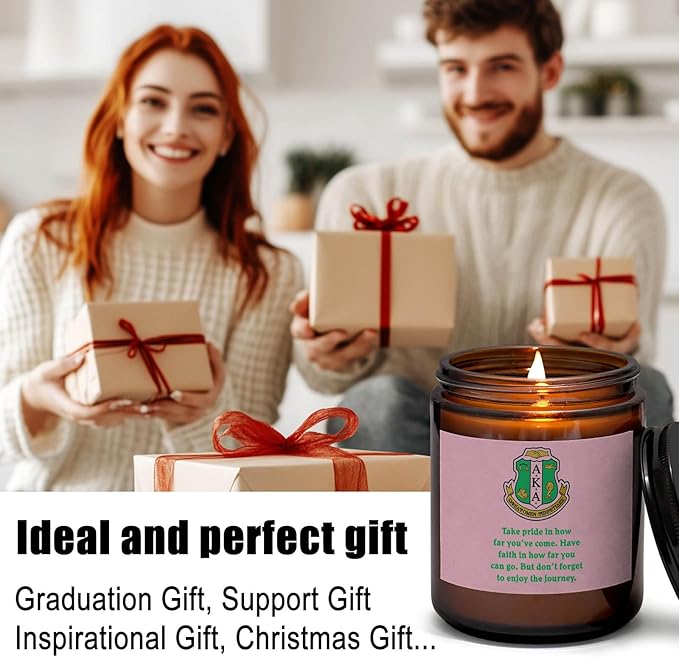 AKA Sorority Gifts Scented Candle for Women Girl,1908 Pink Green 7oz Candles, Inspirational Birthday Christmas Gifts for Sister Friends (Take Pride)