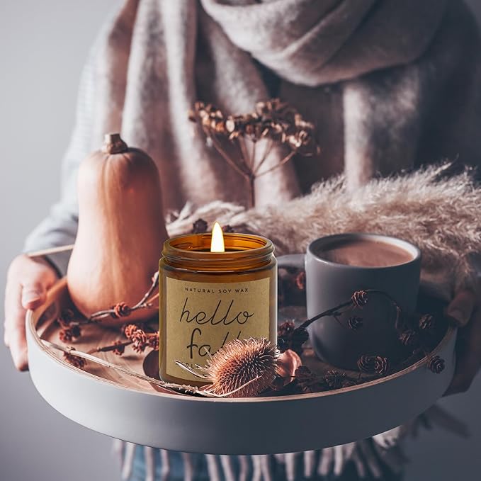 Lihome Fall Decorations for Home - Fall Candles, Fall Gifts for Women, Natural Soy Wax Apple Cinnamon Scented Candles Fall(7oz)