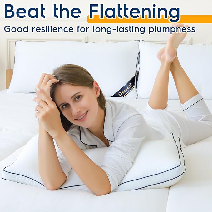 OTOSTAR Pillows Queen Size Set of 2 Bed Pillows for Sleeping Cooling Pillows 2 Pack with 3D Microfiber Filling Breathable Cover Pillows for Back Stomach or Side Sleepers Soft Fluffy Pillows for Bed