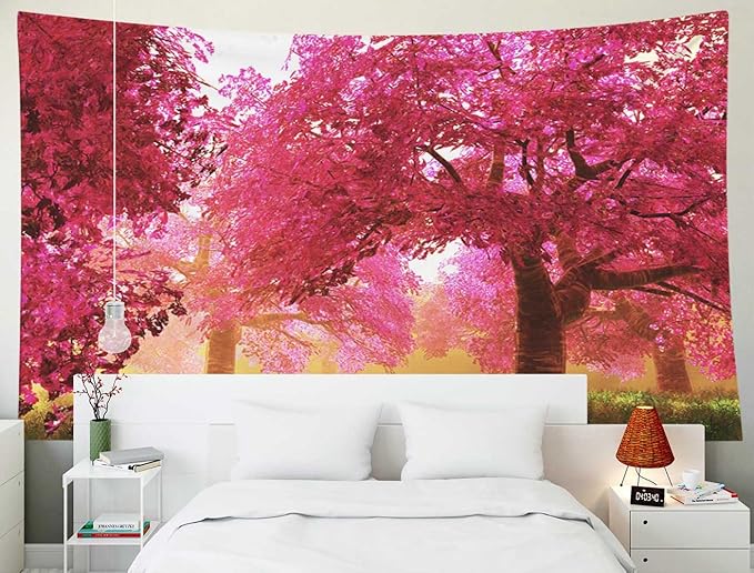 EMMTEEY Forest Nature Wall Hanging - Mysterious Cherry Blossoms Tapestry, Large 92.5X70.9, Perfect for College Dorm