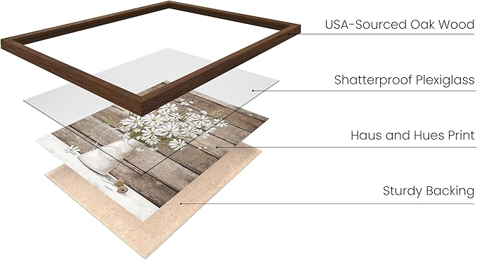 Haus and Hues Flower Wall Decor - Set of 4 Floral Wall Art, Floral Wall Decor, Flower Wall Art, Flower Painting with Frame, Floral Pictures Wall Decor, Flower Pictures Wall Decor (Walnut Frame, 16x20)