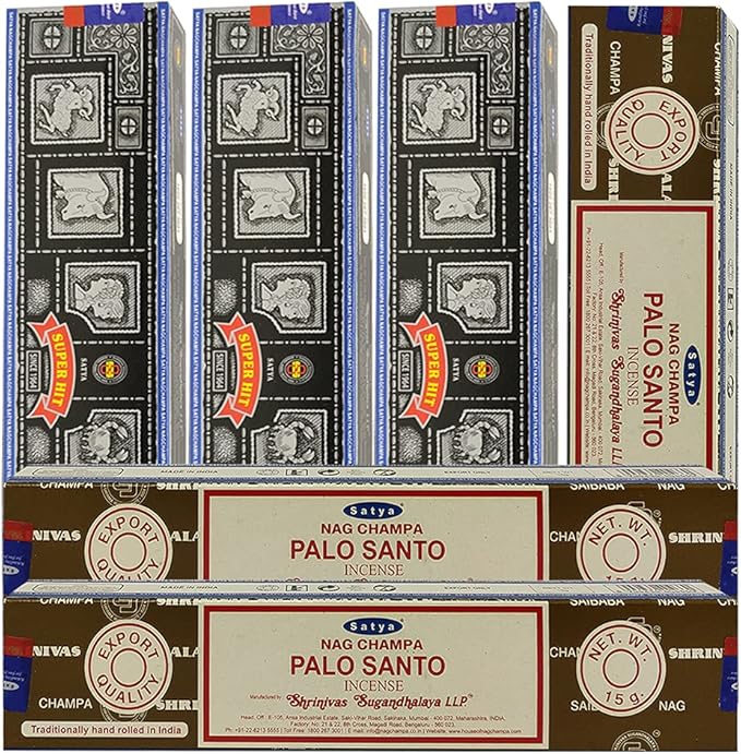 Super Hit Palo Santo Incense Sticks & Holder Bundle Variety Pack from House of Nag Champa Incense Sticks and Trumiri