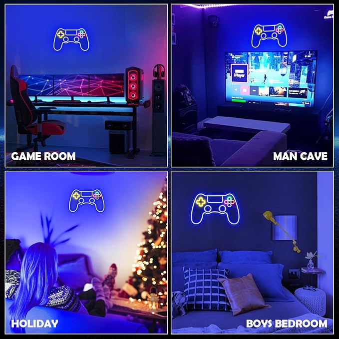 Kavaas Gamer Neon Sign, Game Controller LED Sign for Gaming Room Decor - Game Neon Sign for Teen Boy Room Decor - Best Gamer Gifts for Boys, Kids