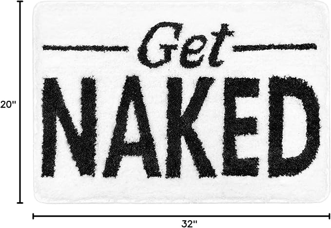Get Naked Bathroom Rugs - Funny Bath Mats for Bathroom Non Slip Cute Carpet for Floor Decor Water Absorbent Bath Rugs for Sink Bathtub and Shower White 20" x 32"