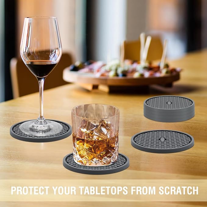 Coasters for Drinks,Black Coasters for Coffee Table -Soft Coasters Set Cup Mat -Coffee Table Coasters for Drinks Absorbent -Kitchen Decor -Coffee Table Decor (Stardust, 2Pack)
