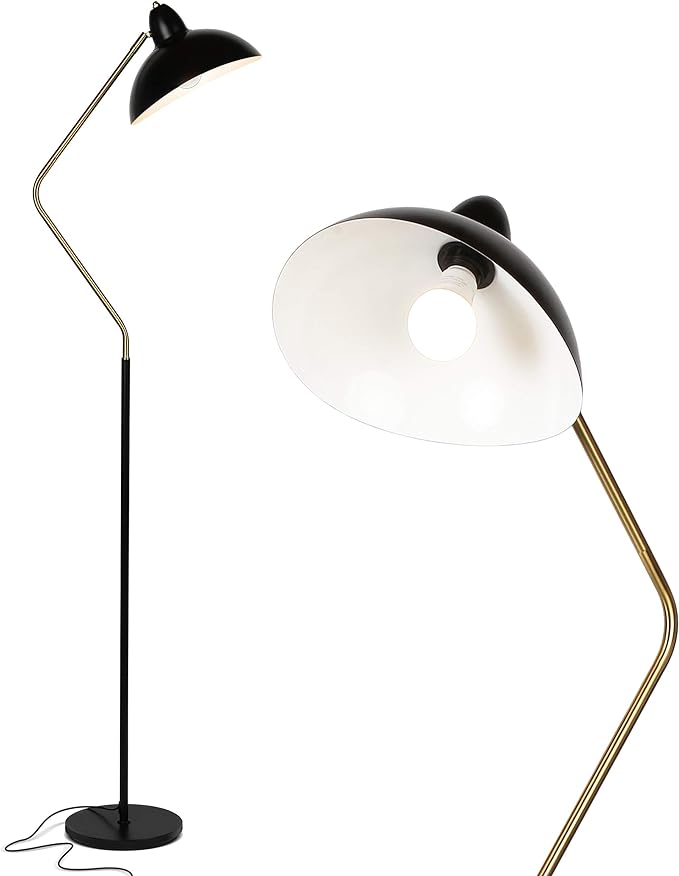 Brightech Swoop LED Floor Lamp - Tall, Adjustable Head for Reading, Over Chair in Living Rooms, Offices & Bedrooms - Modern Standing Light with Heavy Base, Stunning Decor