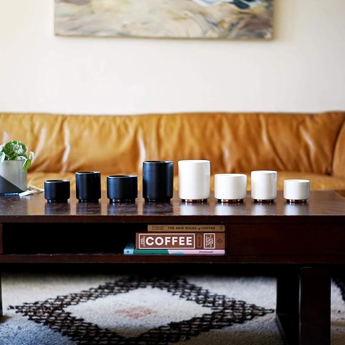 Fellow Monty Milk Art Cups - Double Wall Ceramic Cortado Mug, Matte Black with Graphite Base, 4.5 oz Cup