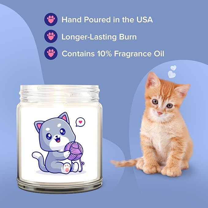 1OAK Lavender Scented Candles - Cat Lady Gifts for Women - Cat Candle - Made in USA