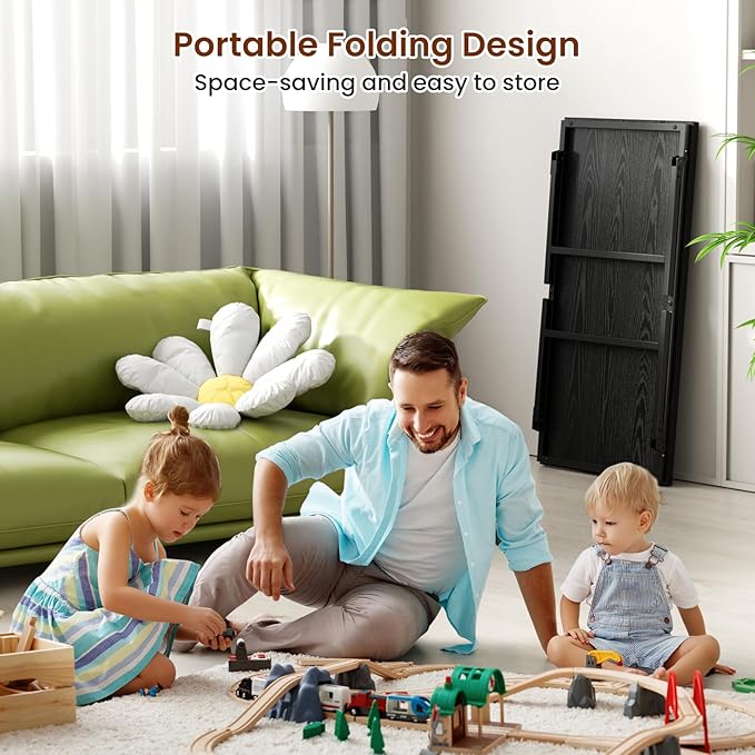 Folding Coffee Table for Small Spaces, Leg Latches Collapsible Foldable Coffee Table Portable Sturdy, No Assembly Low Tables for Living Room (Black, Opened Size: 41.34L×21.65W×15.75H)