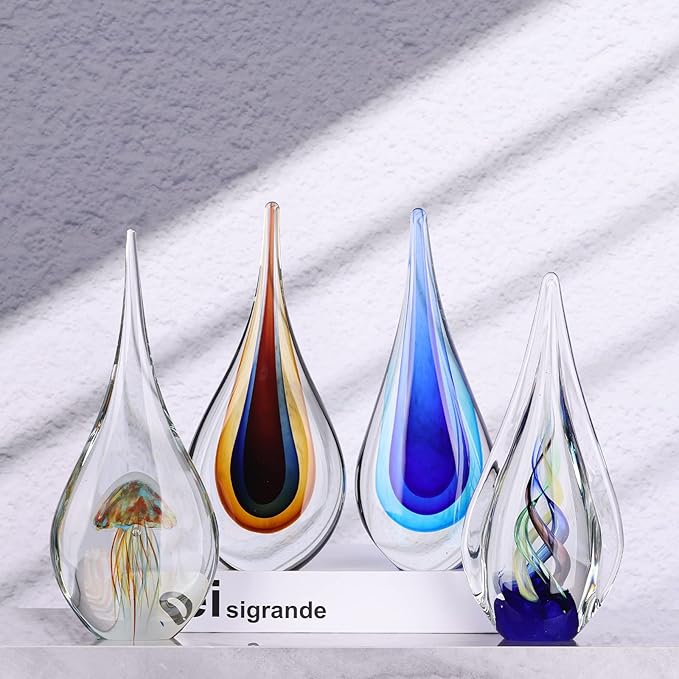 DOVDOV Hand-Blown Glass Sculpture, Unique Mediterranean Decorative Glass, Suitable for Office, Bookshelf, Living Room Coffee Table, Mantelpiece Filling