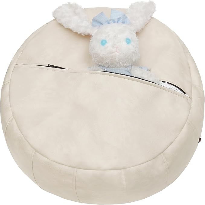 Thgonwid Unstuffed Moroccan Ottoman Pouf Cover, Ottoman Footstool Storage Solution, Bean Bag Chair, Foot Rest, Ivory White