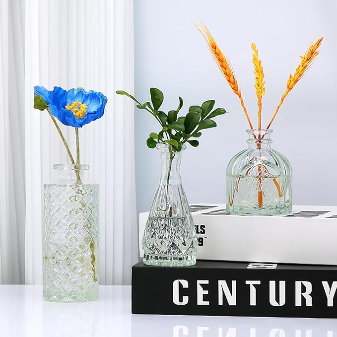 Brajttt Glass Bud Vase Set of 18,Small Glass Vintage Vases for Flowers,Clear Bud Vases in Bulk for Rustic Wedding Decor,Table Centerpieces,Decor Centerpiece for Bathroom