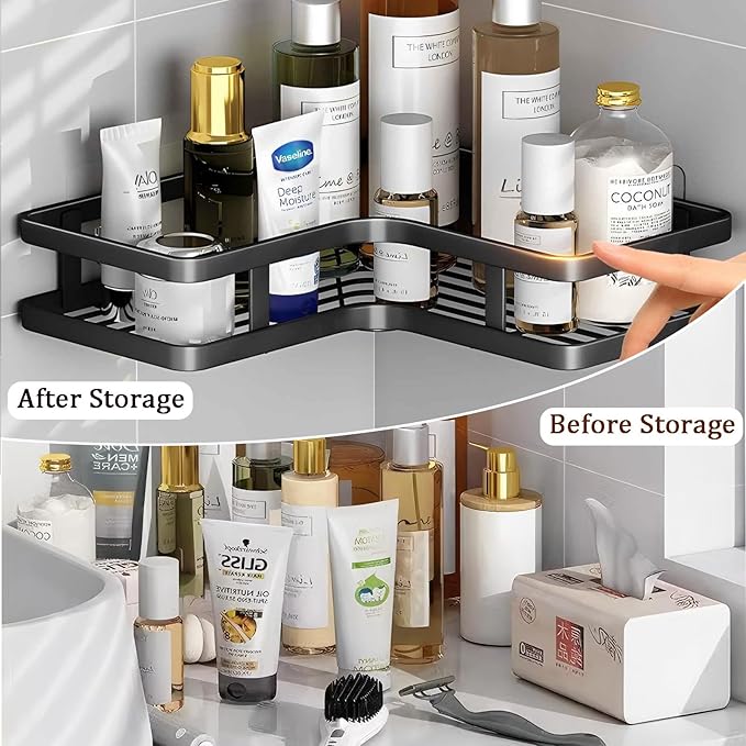 Corner Shower Caddy,2 Pack Rustproof Corner Organizer Shelves,No Drilling Stainless Steel Shower Organizer for Bathroom,Bathtub,Shower Pan,Bath Accessories Shower Caddies(Black)