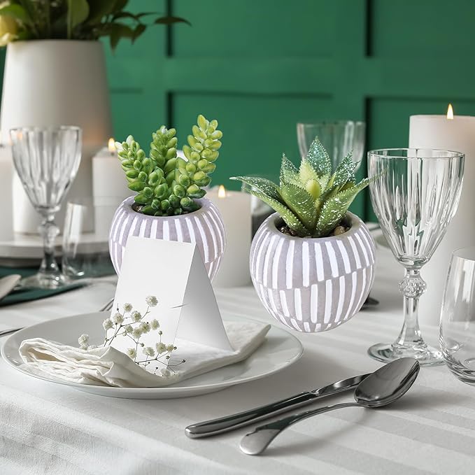 Winlyn Set of 3 Artificial Succulents Plants in Mini Gray and White Geometric Cement Pots Faux Potted Plants Aloe Pachyphytum Succulent Donkey Tail Small Plant for Home Office Table Shelf