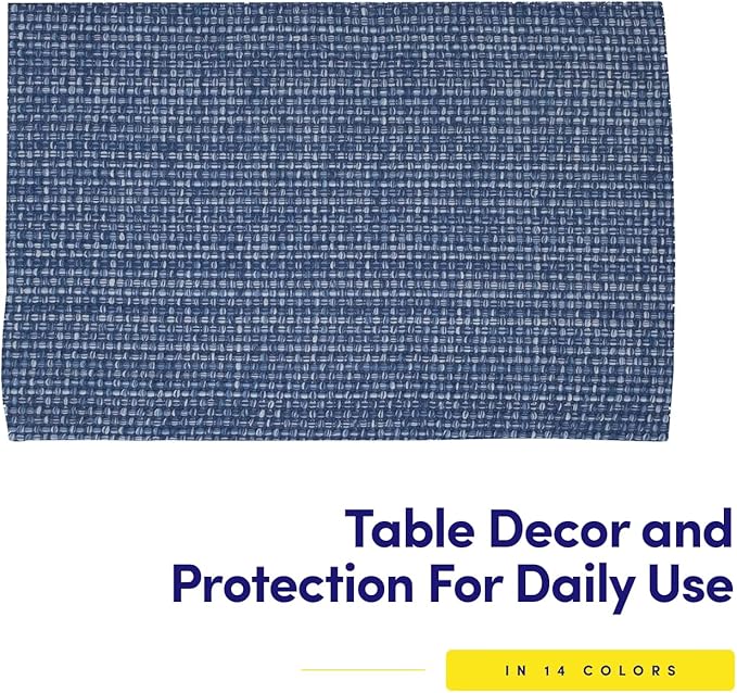 Sweet Home Collection 100% Cotton Placemats for Dining Room Rectangle Two Tone Woven Fabric 13" x 19" Soft Durable Table Mat Set, Set of 4, Dark Blue