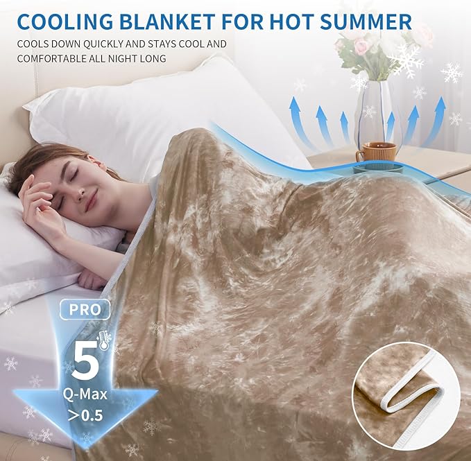 Guohaoi Cooling Throw Blanket for Hot Sleepers,Decortive Tie Dye,Arc-Chill Q-Max >0.5Cool Fiber,100% Oeko-Tex Certified,Lightweight Summer Cool Blanket for Ultra Cold Breathable,Keep Cool,60''x90''