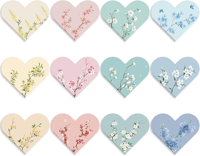 12 PCS Heart Magnetic Bookmarks for Reading Women, Assorted Magnet Corner Book Marks with Flower Patterns, Aesthetic Reading Gifts for Women, Teachers, Book Lovers, Girls (Floral Style)