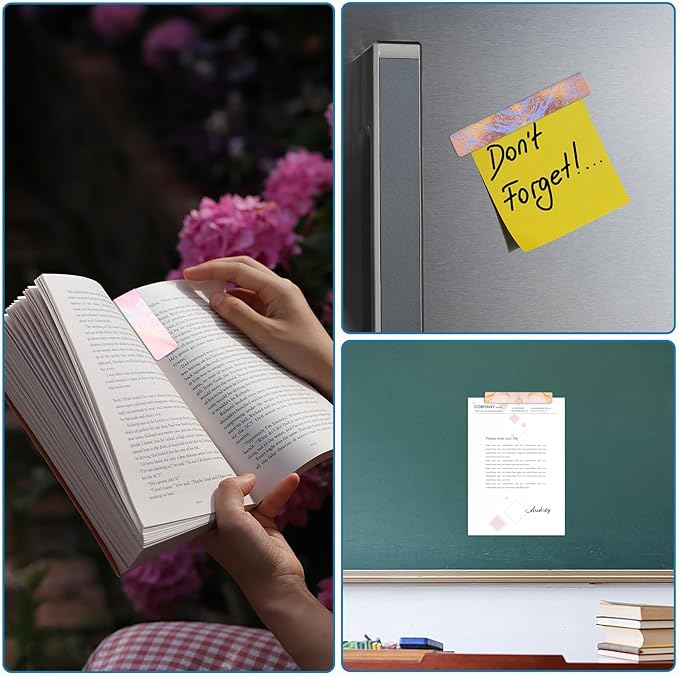 30 Pcs Magnetic Bookmarks, Beautiful Marble Page Markers Magnetic, Marble Magnetic Page Stand Bookmarks for Teachers School Home Office Reading Bookmarks