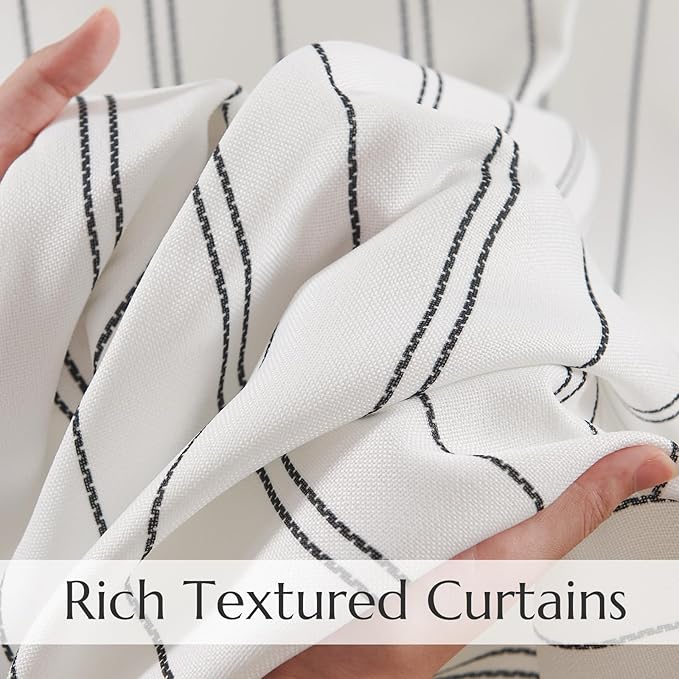 Jinchan Black and White Striped Curtain 100 Inch Extra Wide, Sliding Glass Door, Room Divider, Pinstripe Window Treatment Drape 1 Panel
