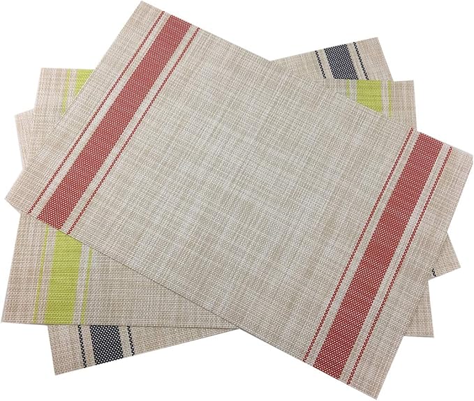 Gugrida Luxury Red Placemats Set of 6 Crossweave Woven Vinyl Placemat for Dining Table Kitchen Table Mats