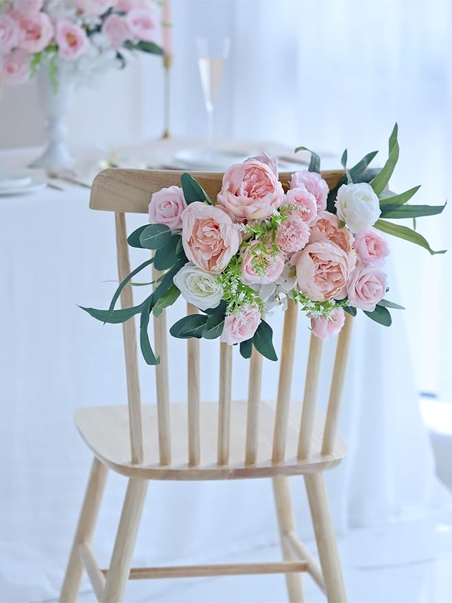 MISSPIN Artificial Flowers DIY Box Set Fake Roses Bouquet Bridal Wedding Flowers Colorful Centerpiece Table Decorations Boho Faux Floral with Stems Arrangements for Cake Home Party Indoor Outdoor
