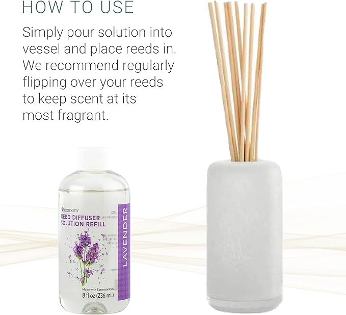 SpaRoom Reed Diffuser Oil Refill – Lavender Scent, 8oz Bottle for Home Fragrance, Calming and Relaxing Blend for Bedroom, Bathroom, or Office, Long Lasting Air Freshener, Aromatherapy Use