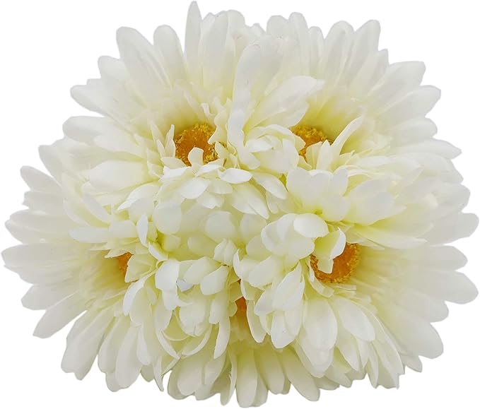 TOPIA Artificial African Daisies Flowers African Daisy Silk Flowers Artificial Gerbera Daisies Pack of 10 (White)
