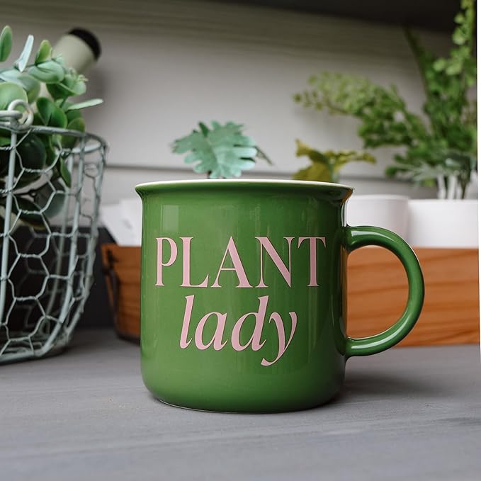 Sweet Water Decor Plant Lady Coffee Mug - 11oz Ceramic Campfire Style Coffee Cup - Dishwasher and Microwave Safe - Gifts For A Gardener or Plant Lover