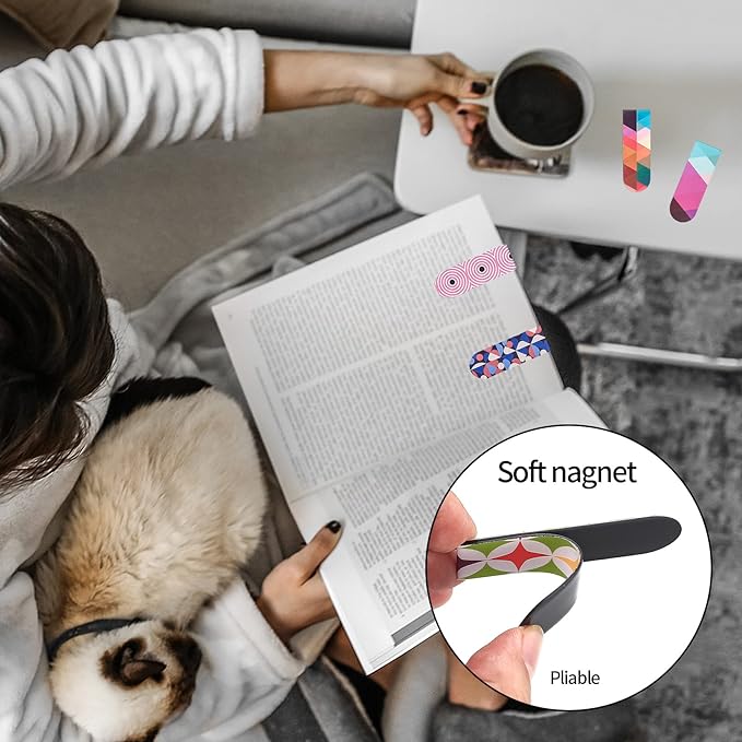 36 Pcs Magnetic Bookmarks for Women Men, Cute Magnet Bookmark Clips, Magnetic Book Marks for Reading, Colorful Paper Page Book Markers Bulk for Office Teacher Library