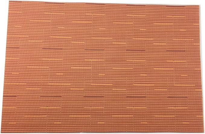 Exquisite Woven Vinyl Placemats for Dining Table Heat Resistant PVC Table Mats (Pack of 6, Orange)