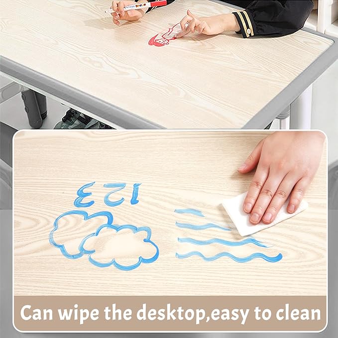 Kids Table and 6 Chair Set - Height Adjustable, Multifunctional Desk, Ergonomically Designed Chairs, Max 300lbs, for Ages 2-10, Classroom, Daycares, Home