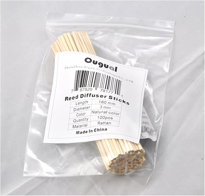 100 Pieces Natural Rattan Reed Diffuser Replacement Sticks (6.3" x 3mm)