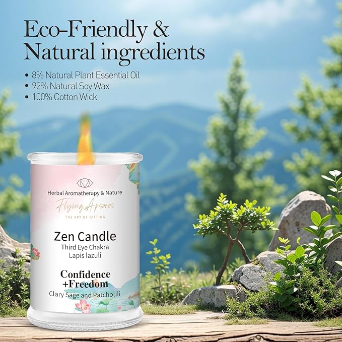 APSARAS Confidence+Freedom Scented Candles, Clary Sage and Patchouli Aromatherapy Spring Candle Sets for Women Gift for Bathroom, Jar Non Toxic Soy Candles for Home Scented, 36 Hours Burn Time