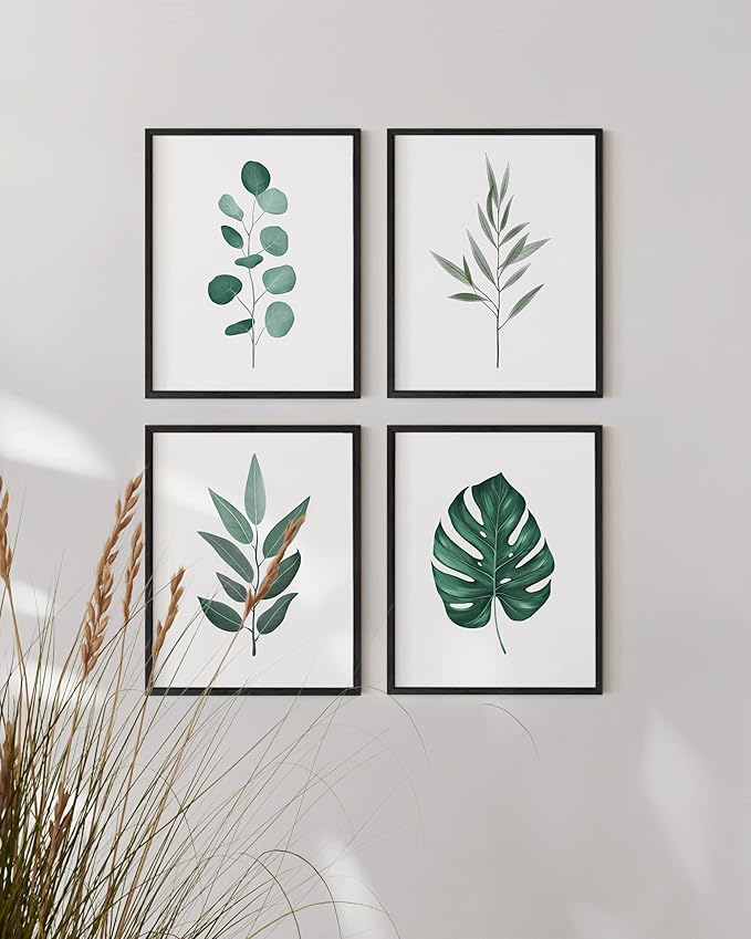 HAUS AND HUES Framed Botanical Wall Art – Plant Wall Decor, Tropical Wall Art, Leaf Wall Art, Green Leaves Pictures, Plant Pictures Wall Art, Leaves Print, Sage Green Wall Art, (11x14, Black Framed)