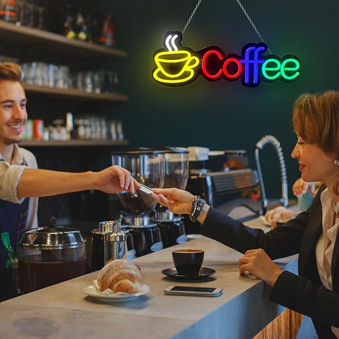 Coffee Neon Signs For Wall Decor, CoffeeBar Sign Dimmable USB Powered Neon Lights Decor For CoffeeBar,CoffeeStation,CoffeeShop Window,Coffeearea,Kitchen