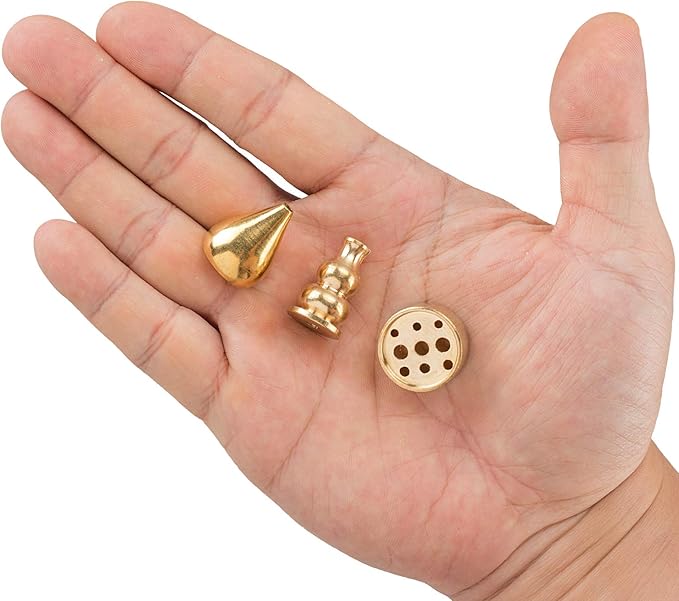 OIIKI Brass Incense Holder, Coil Incense Burner, Incense Stick Holder, Alloy Cone Ash Catcher for Indoor Outdoor Use (3 Styles)