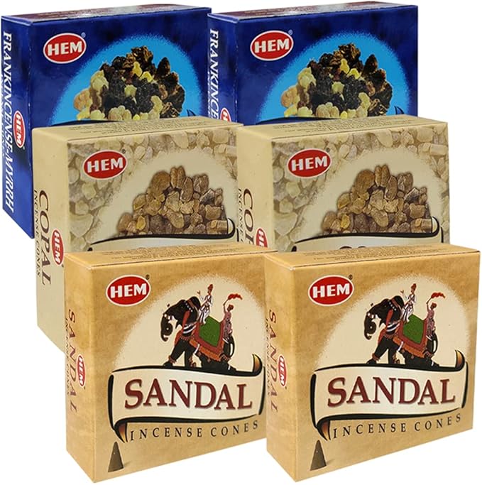 Sandalo Copal Incense Cones & Holder Bundle Variety Pack from Hem Trumiri Insense Inscents Insencents Insence