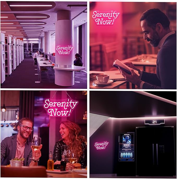 Serenity Now Neon Sign Wall Decor for Home USB led Sign Vibrant LED Wall Art Dimmable Energy Efficient for Home Office Bar Cafe Study room