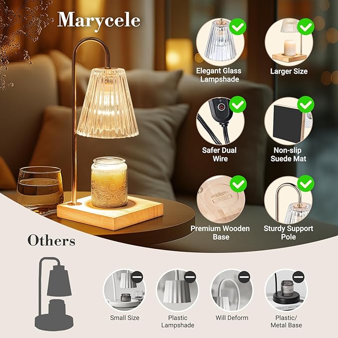 Candle Warmer Lamp with Timer Dimmer, Graduation Gifts for Her, Birthday Gifts for Mom Women Friend Sister, House Warming Gift New Home Decor, Wax Melt Warmer with 2 Bulbs for Jar Candles