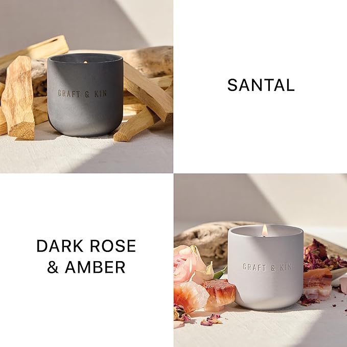 Craft & Kin Scented Candles Discovery Set | 4 Pack of 3oz Candles | 20-Hour Burn Time, Soy Blend Wax, Cotton Wick, Ceramic Jars
