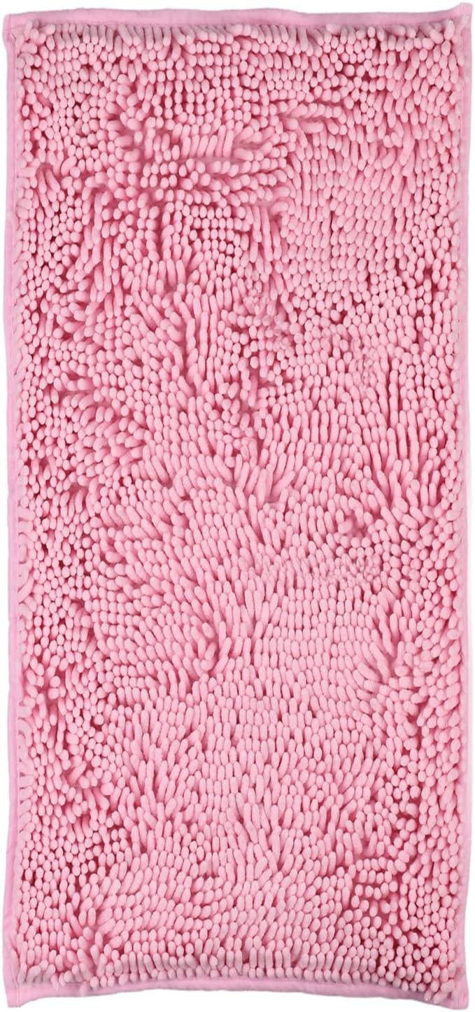 ZiYiJuan Bathroom Rugs, Super Absorbent Luxury Shaggy Chenille Bath Mats, Durable Soft Bath (Pink,20x47(in)