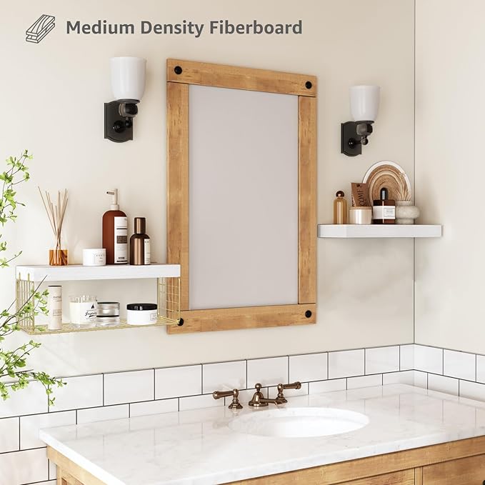 QEEIG Bathroom Shelves Over Toilet - Wall Mounted Floating Shelves Toilet Paper Storage Small Modern Decor Shelf 16 inch Set of 2, White and Gold (019-WG2)