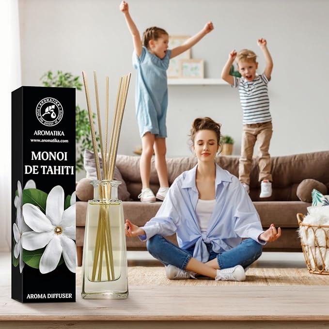 Reed Diffuser Monoi de Tahiti and Coconut - 2x3.4 Fl Oz - Reed Diffuser - Room Fragrance - Home Fragrance - Air Freshener - SPA - Home - Office - Fitness Club