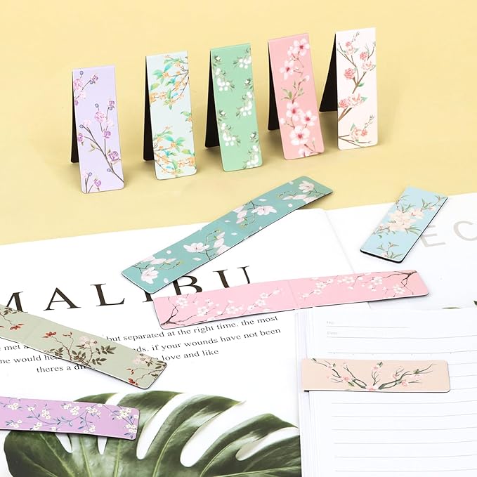 48 Pieces Floral Magnetic Bookmark Book Marker Clip Sublimation Bookmarks, Magnetic Page Markers Clips for Kids Students Teachers Classroom Office Reading Book Lovers Supplies