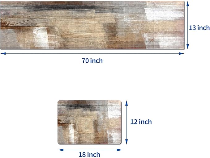 Mcalk Brown Table Runner and Placemats Set of 6 Pieces, Beige Placemats Modern Art,Abstract Art Cloth Place Mats Indoor for Kitchen,Washable Placemats Linen Material for Dining Table