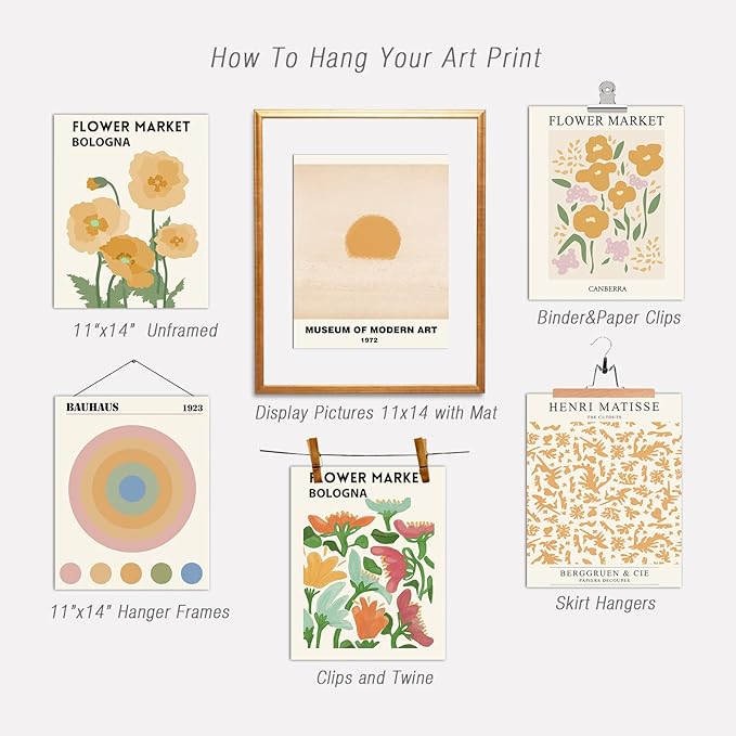 InSimSea Wall Art Prints Poster Flower Market Wall Art Posters for Living Room - 11x14in Abstract Floral Pictures Bedroom Decor, Flower Artwork for Room Aesthetic (UNFRAMED)