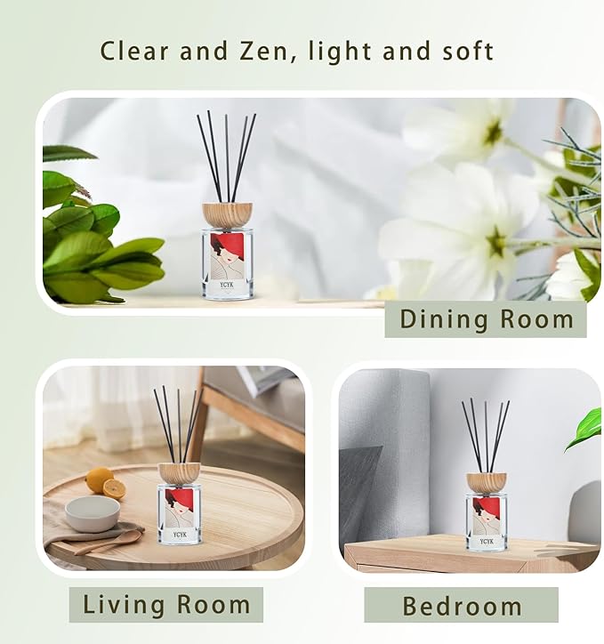 Reed Diffuser Sets 4oz(120ml) Jasmine Natural Scent Oil Diffusers Home Fragrance with Reed Diffuser Sticks for Home Office Bathroom Aromatherapy Decor